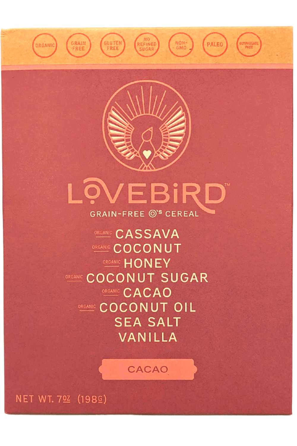 Lovebird Cereal - Cacao, Cacao, 7.0 oz Box