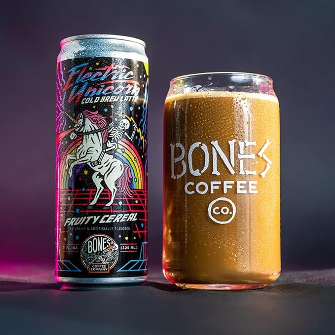 Bones Coffee Company Electric Unicorn Cold Brew Latte Fruity Cereal Flavored Coffee
