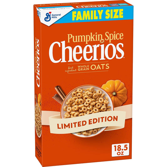 Cheerios Pumpkin Spice Breakfast Cereal, Family Size, 18.5oz
