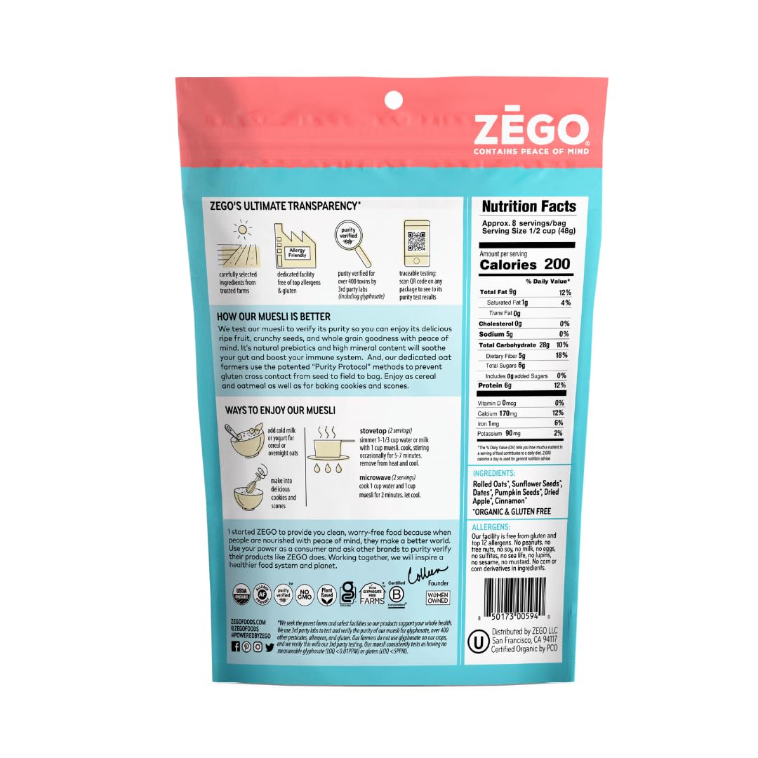 Zego Gluten Free Organic Muesli Cinnamon Twist - 13 oz bag