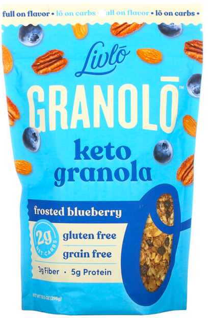 Granolo Keto Granola- "Frosted Blueberry", Frosted Blueberry Keto by Livlo, 10.5 oz bag