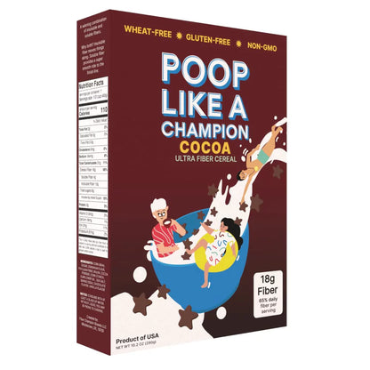 Poop Like A Champion - Cocoa - Ultra Fiber Cereal, Cocoa, 10.2 oz box
