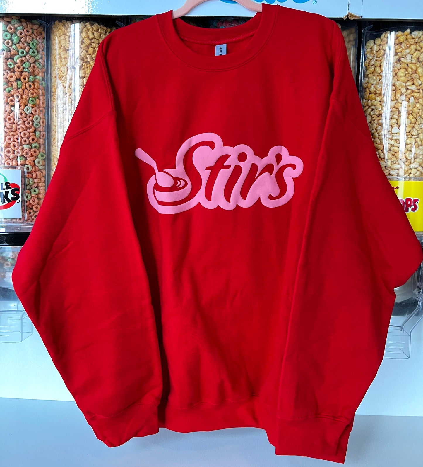 Red Sweatshirt With Pink Stir's Logo - XXL