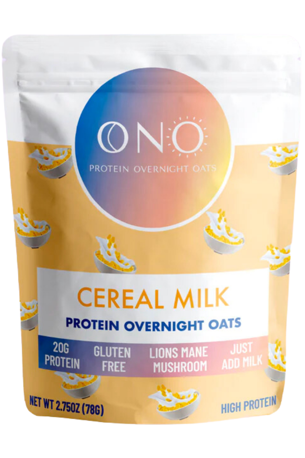ONO Protein Overnight Oats- Cereal Milk, Cereal Milk, Single Serving, 2.72 oz packet.