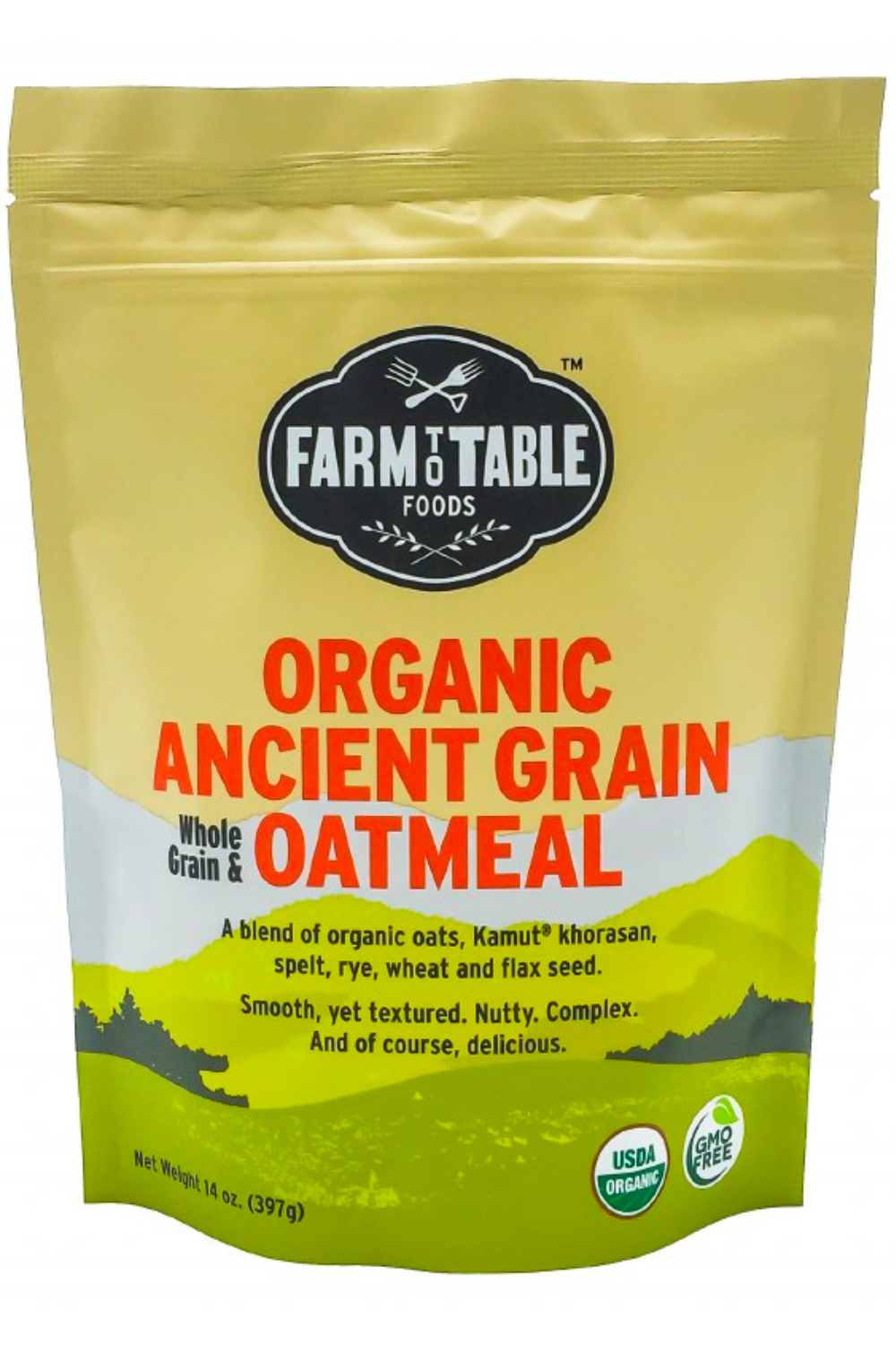 Farm To Table- Organic Oatmeal- "Ancient Grain", Ancient Grain, 14 oz bag