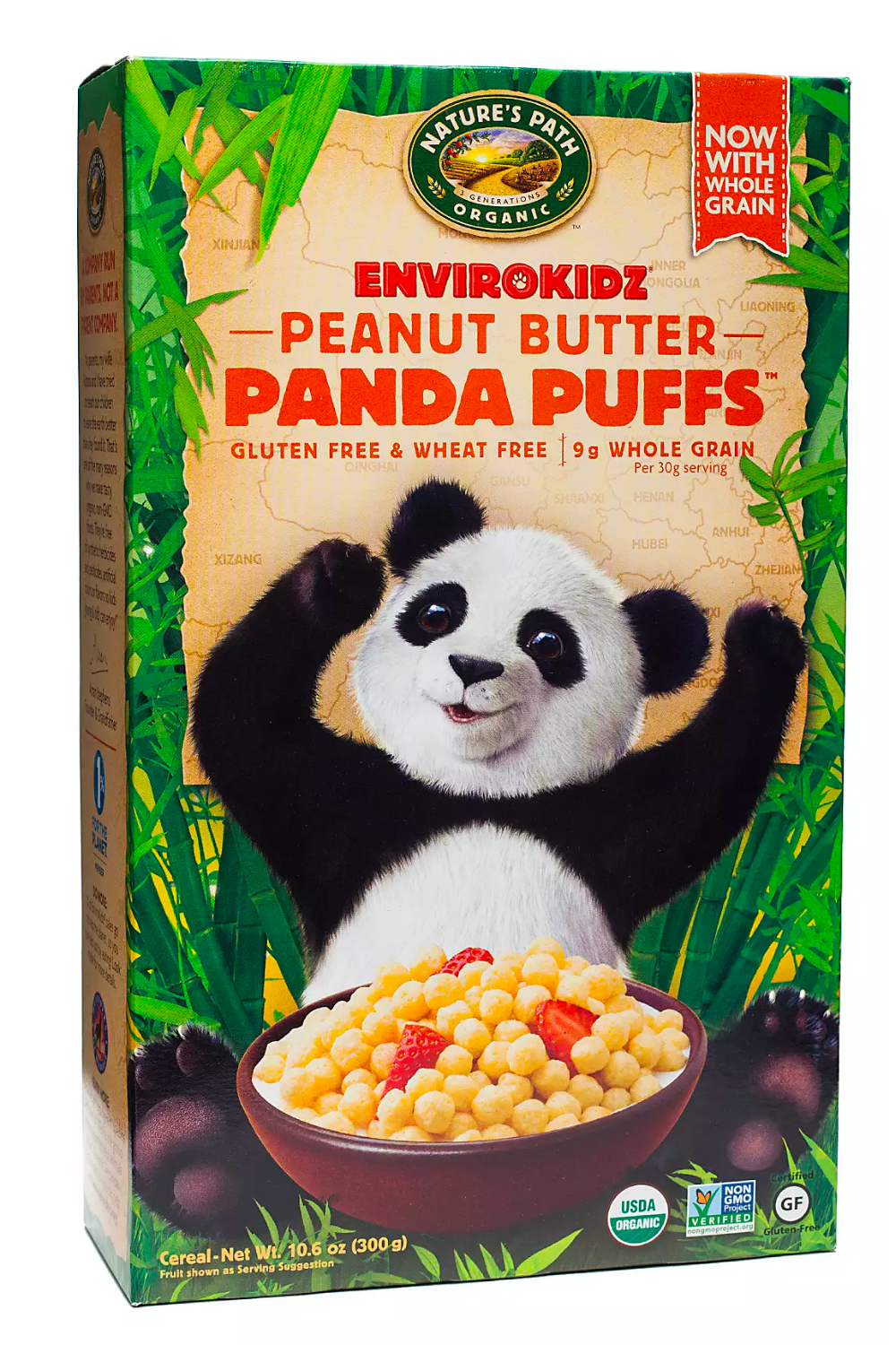 Panda Puffs Cereal, Panda Puffs Peanut Butter, 10.56 oz, box