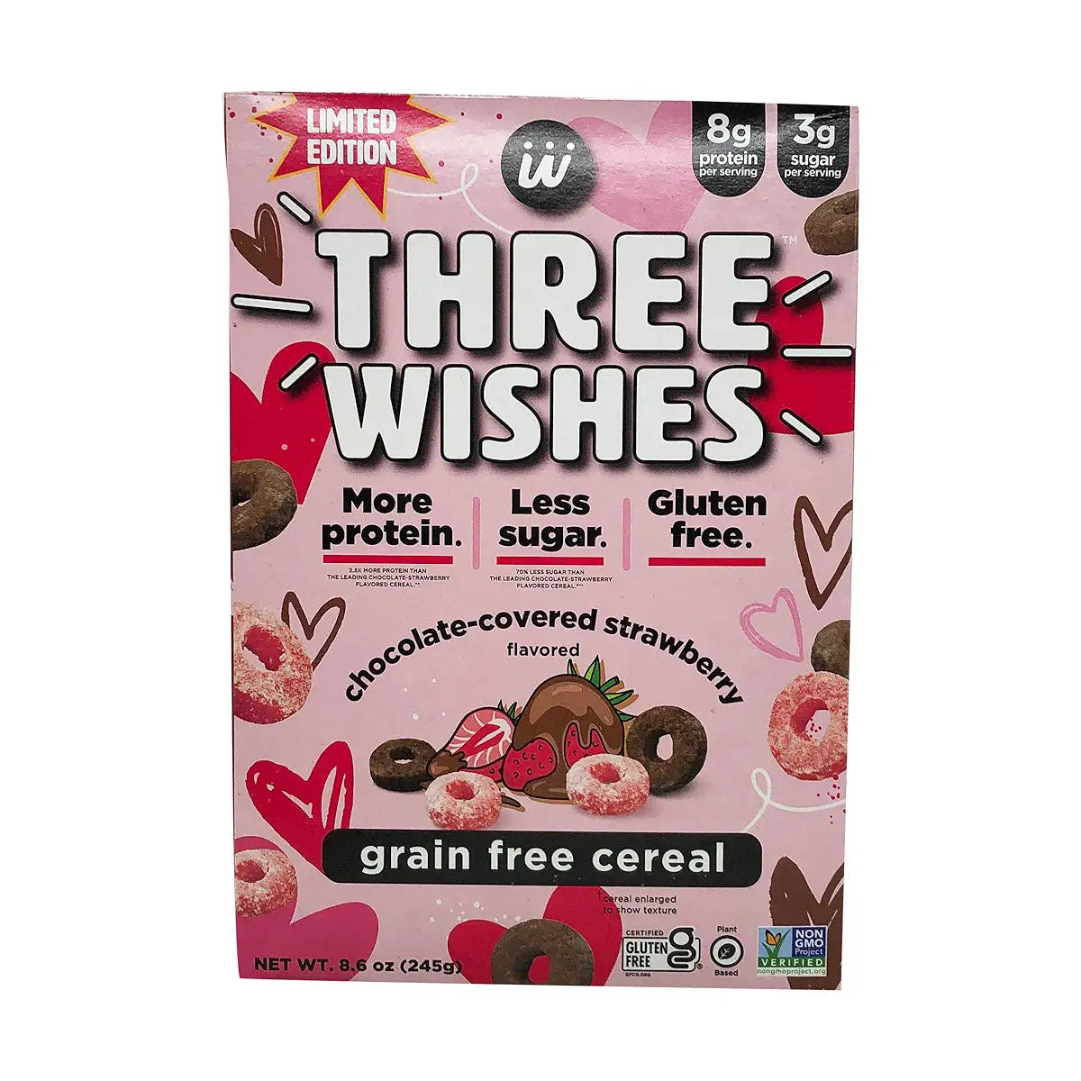 Three Wishes - "Chocolate Strawberry" Grain Free Cereal, 8.6 oz