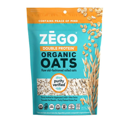 ZEGO Gluten Free Organic Raw Rolled Oats - Double Protein - 14 oz bag