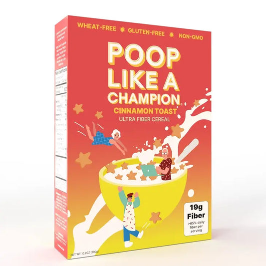 Poop Like A Champion- Cinnamon Toast Ultra Fiber Cereal, Cinnamon Toast,10.2 oz, box,