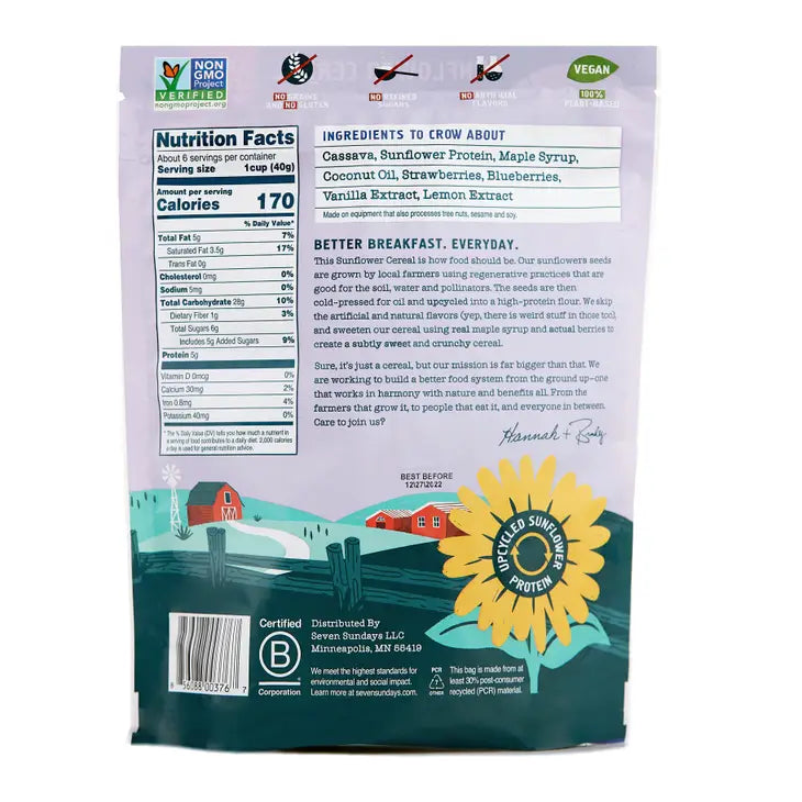 Seven Sundays- Real Berry Sunflower Grain Free Cereal, Real Berry, 8.00 oz, box